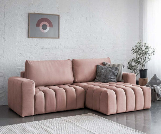 Bonett Ecksofa 250 x 175 cm Pink (Samt)