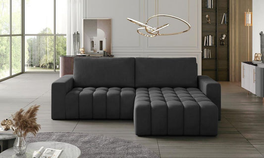 Bonett Ecksofa 250 x 175 cm Dunkelgrau (Samt)