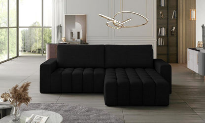 Bonett Ecksofa 250 x 175 cm Schwarz (Webstoff)