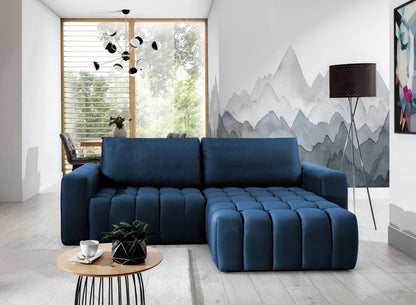 Bonett Ecksofa 250 x 175 cm Dunkelblau (Kunstleder)