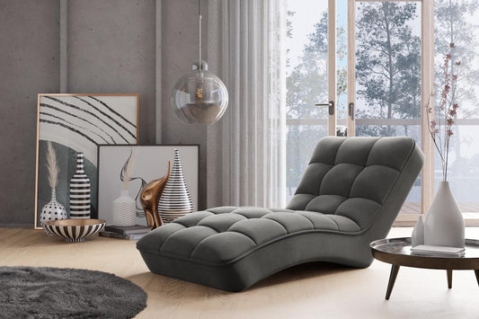 Loren Relaxliege 170x85 cm Grau (Velour)