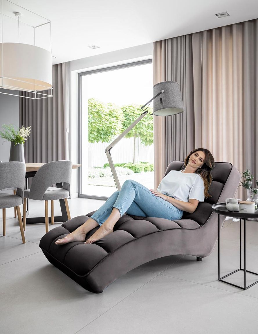 Loren Relaxliege 170x85 cm Grau (Samt - Loco)