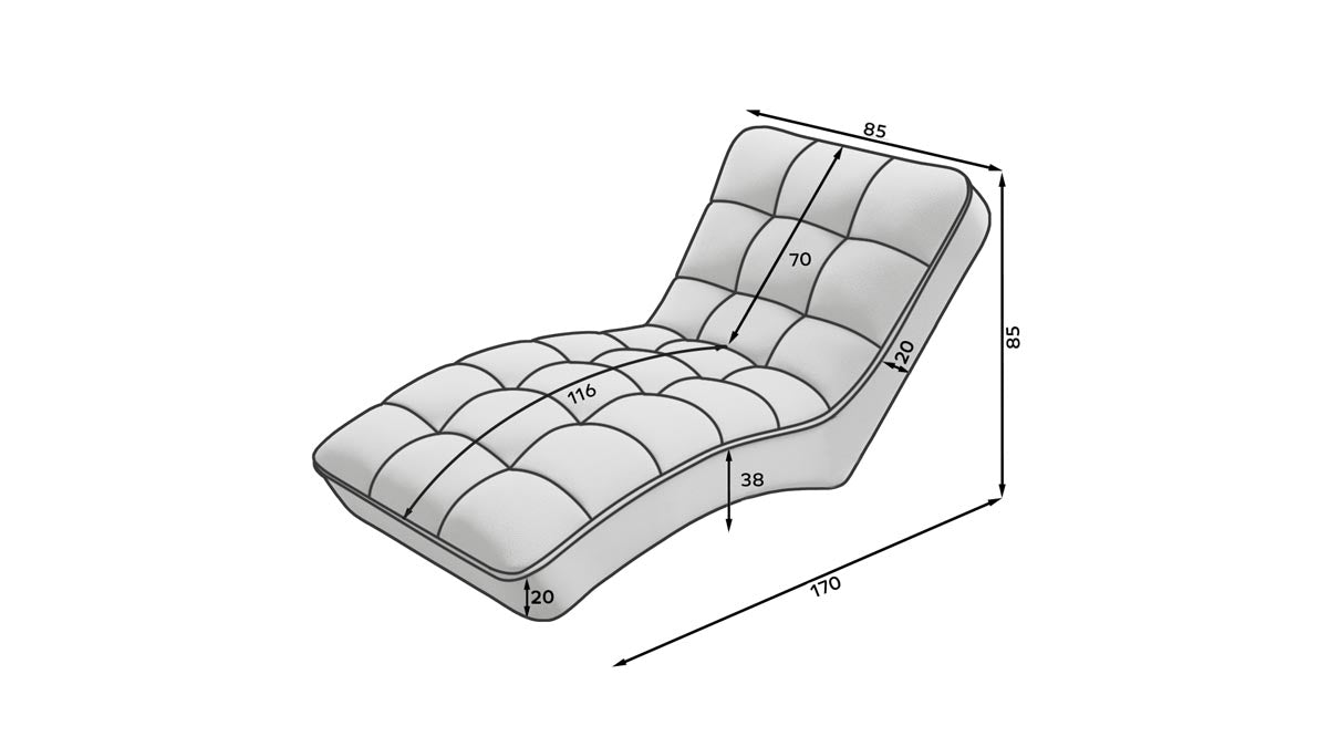 Loren Relaxliege 170x85 cm Dunkelgrau (Samt - Loco)