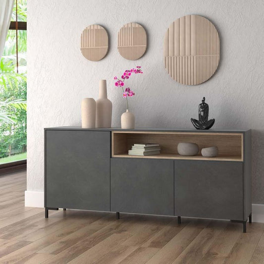 SYRAKUS Sideboard Betonoptik Matera / Sonoma Eiche