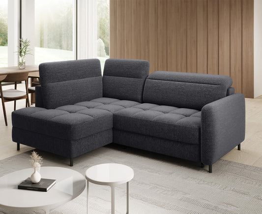 Barea Ecksofa 208x160 cm, mit Schlaffunktion und Bettkasten (Microvelour)