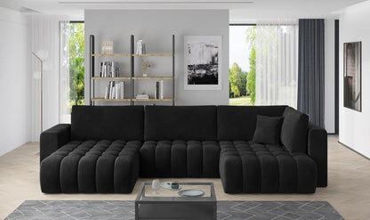 Bonito Wohnlandschaft 340 x 170 cm Schwarz (Samt - Matt)