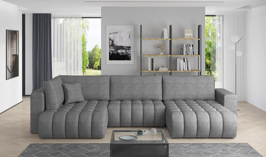 Bonito Wohnlandschaft 340 x 170 cm Grau (Velour - Gojo)