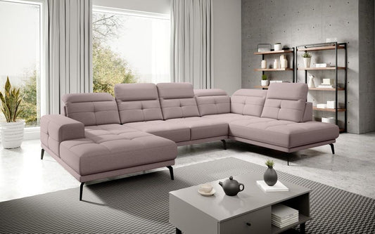 Bretan Wohnlandschaft 350 x 205 cm Rosa (Velour)