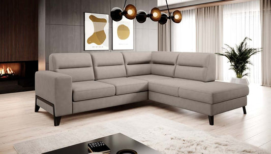 Cassara Ecksofa 277 x 237 cm inkl. Liegefunktion, Beige (Velour)