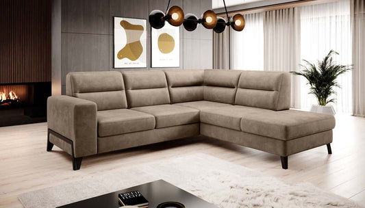 Cassara Ecksofa 277 x 237 cm inkl. Liegefunktion, Beige (Samt)