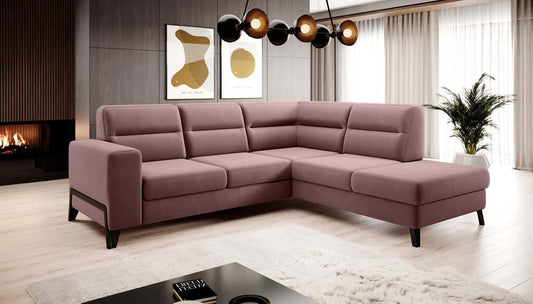 Cassara Ecksofa 277 x 237 cm inkl. Liegefunktion, Rosa (Samt - Matt)