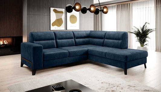 Cassara Ecksofa 277 x 237 cm inkl. Liegefunktion, Blau (Samt)