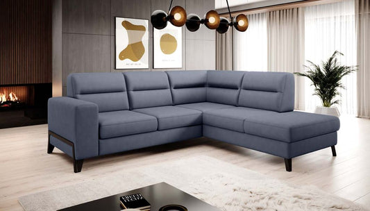 Cassara Ecksofa 277 x 237 cm inkl. Liegefunktion, Blau (Velour)