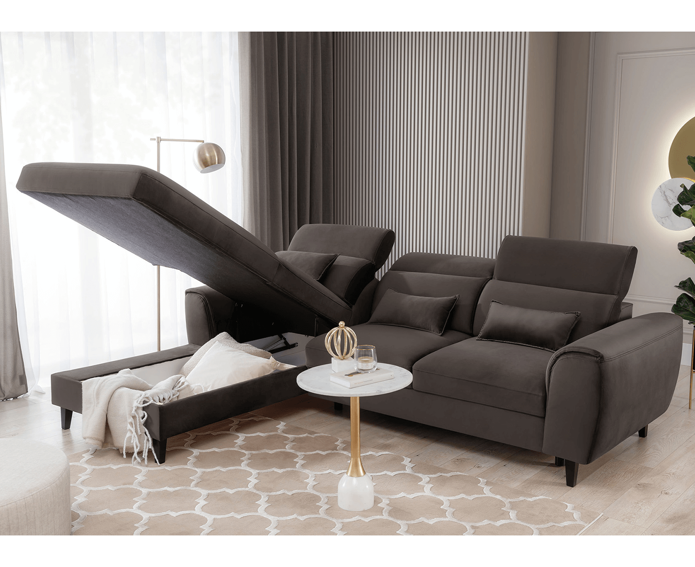 Foble Ecksofa 267x196 cm, mit Schlaffunktion und Bettkasten