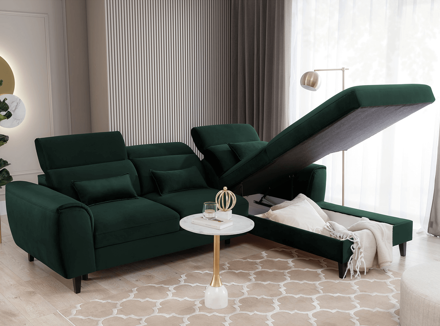 Foble Ecksofa 267x196 cm, mit Schlaffunktion und Bettkasten