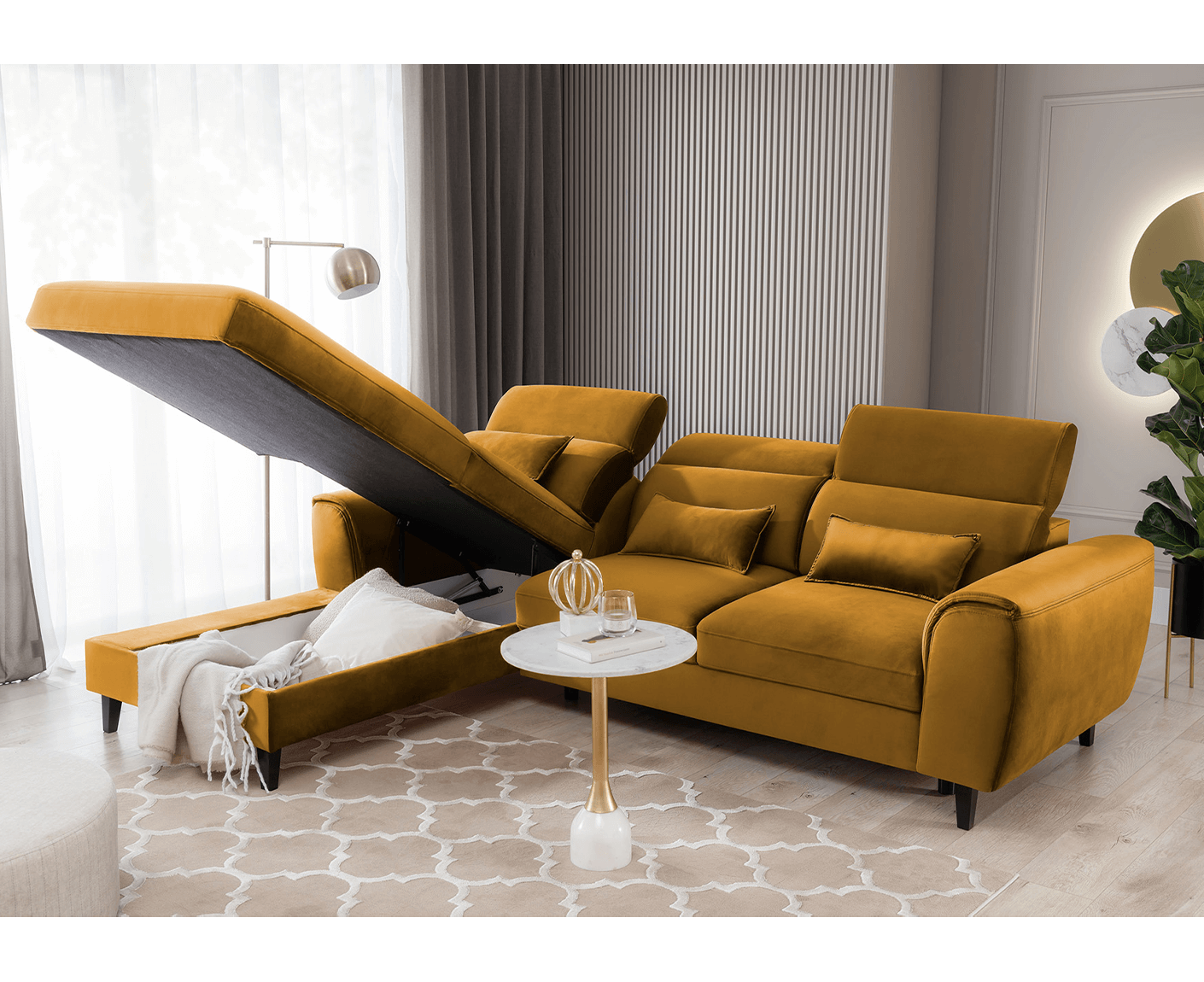 Foble Ecksofa 267x196 cm, mit Schlaffunktion und Bettkasten