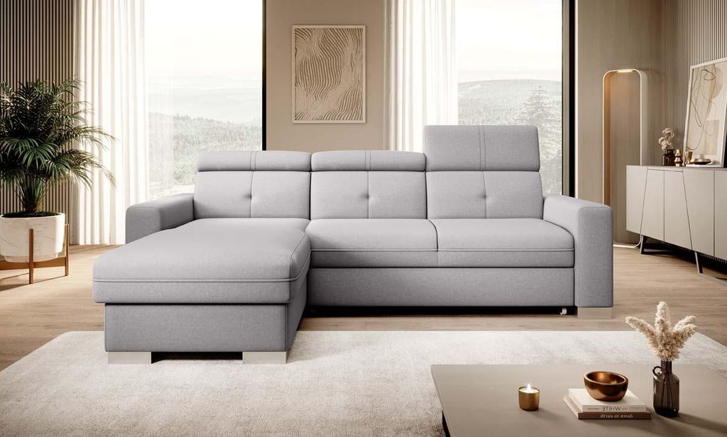 Fresia Ecksofa 247 x 176 cm Silber (Velour)