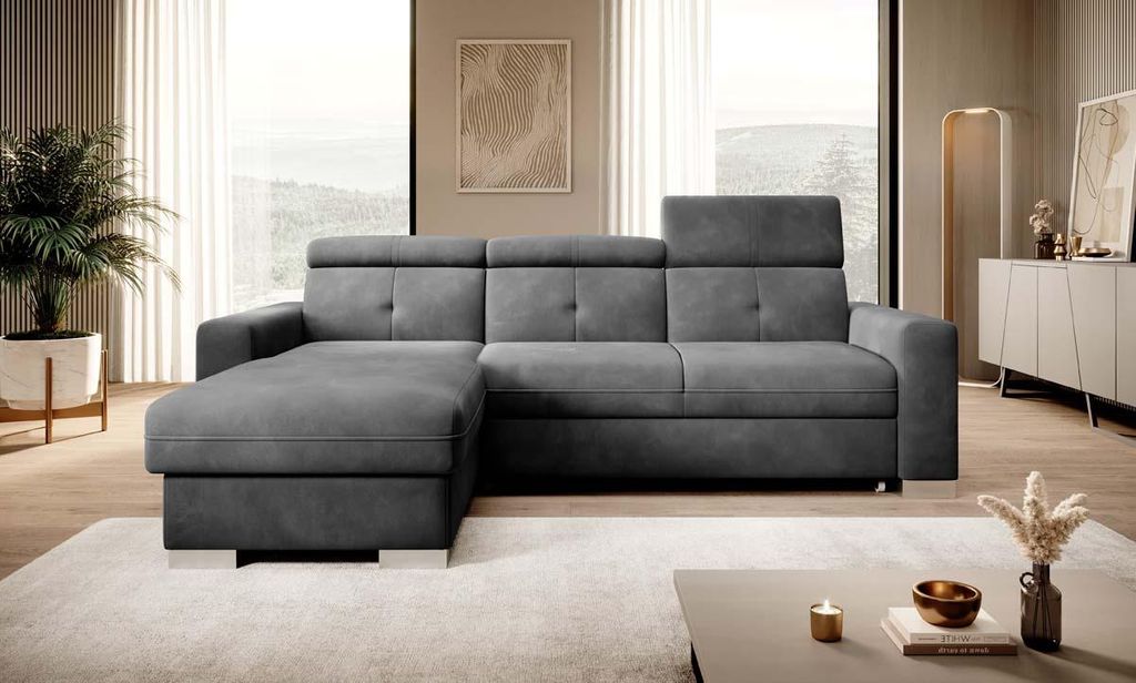 Fresia Ecksofa 247 x 176 cm Dunkelgrau (Samt)