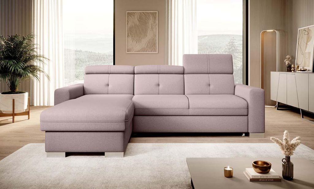 Fresia Ecksofa 247 x 176 cm Rosa (Velour)