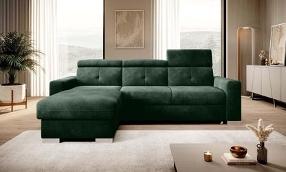 Fresia Ecksofa 247 x 176 cm Dunkelgrün (Samt)