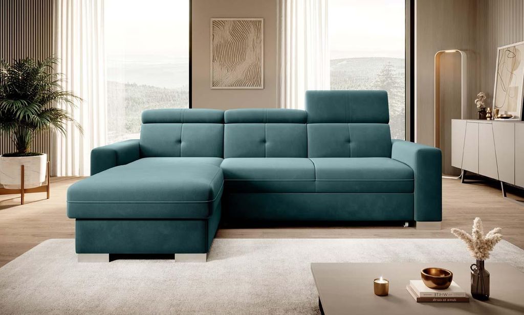 Fresia Ecksofa 247 x 176 cm Grün (Samt - Matt)