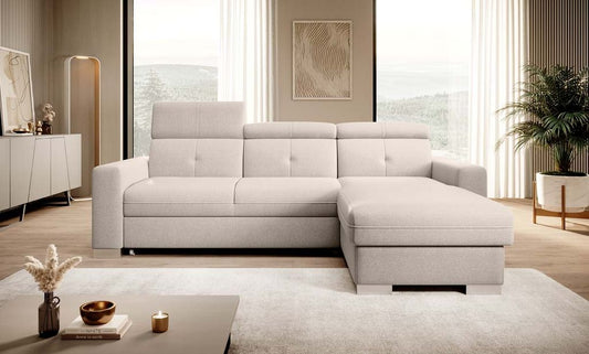 Fresia Ecksofa 247 x 176 cm Beige / Creme (Webstoff)