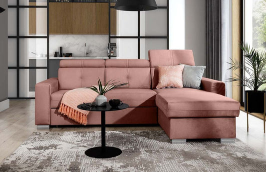 Fresia Ecksofa 247 x 176 cm Rosa (Samt)