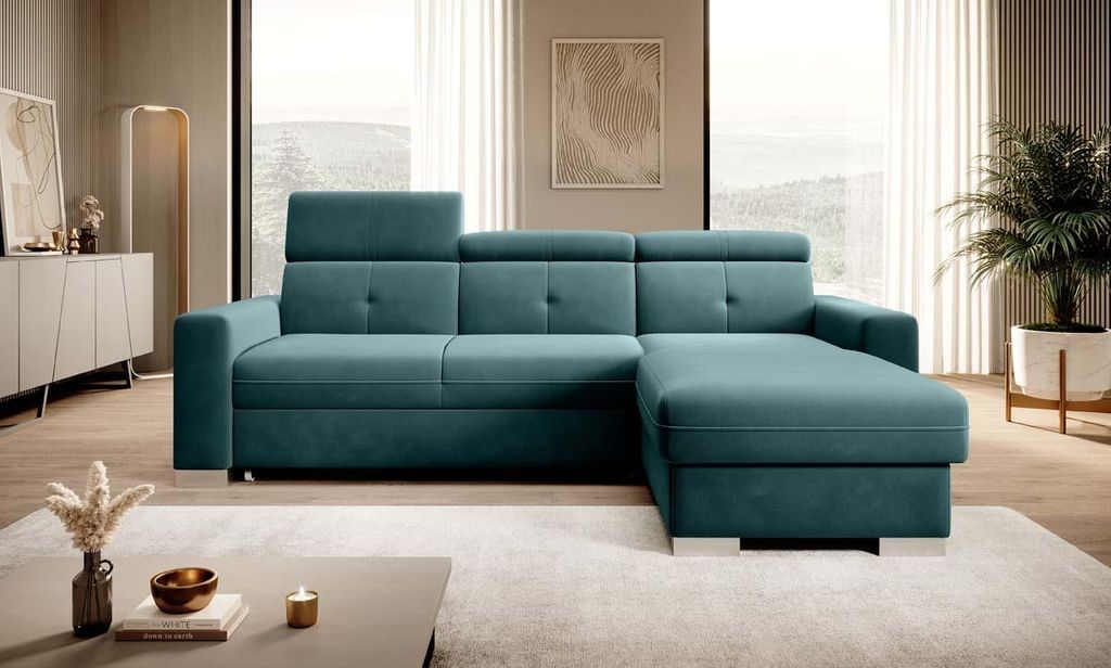 Fresia Ecksofa 247 x 176 cm Grün (Samt - Matt)