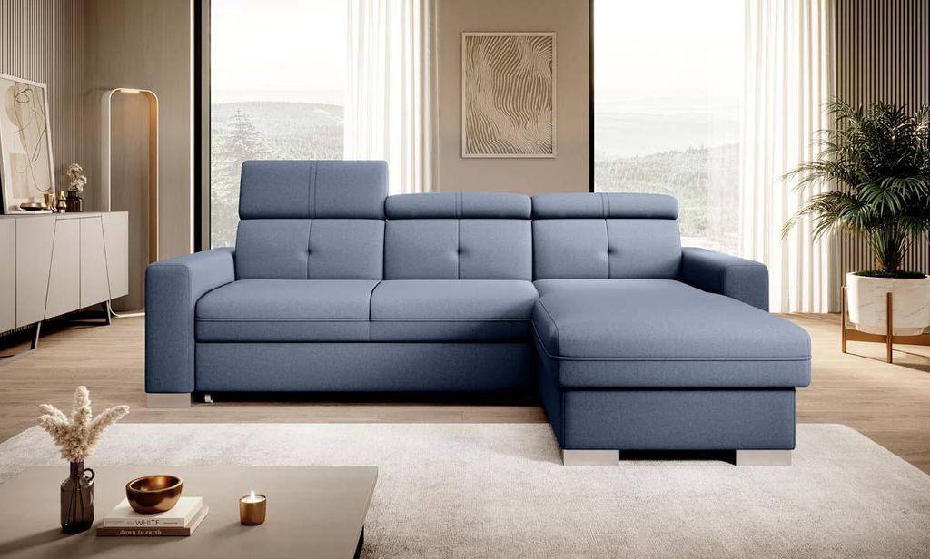 Fresia Ecksofa 247 x 176 cm Hellblau (Velour)