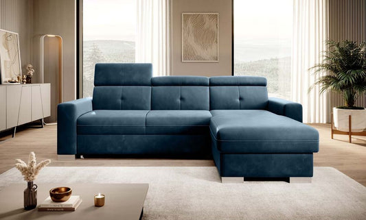 Fresia Ecksofa 247 x 176 cm Marineblau (Webstoff)