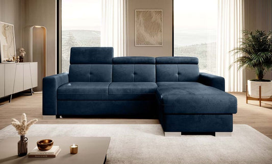 Fresia Ecksofa 247 x 176 cm Dunkelblau (Samt)