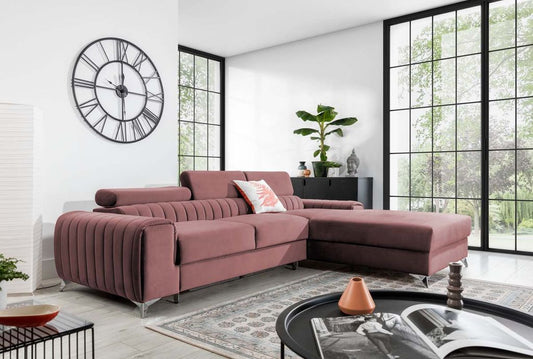 Grayson Ecksofa 278 x 205 cm Rosa (Samt - Matt)