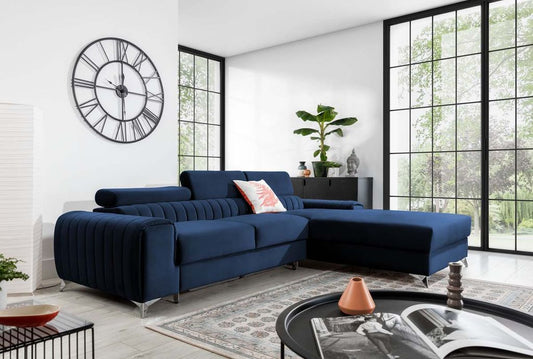 Grayson Ecksofa 278 x 205 cm Blau (Samt)