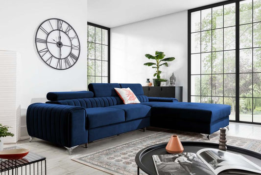 Grayson Ecksofa 278 x 205 cm Blau (Samt - Matt)