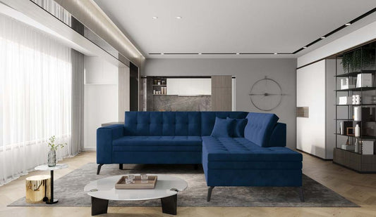 Lanvin Ecksofa 260 x 210 cm Blau (Velour)