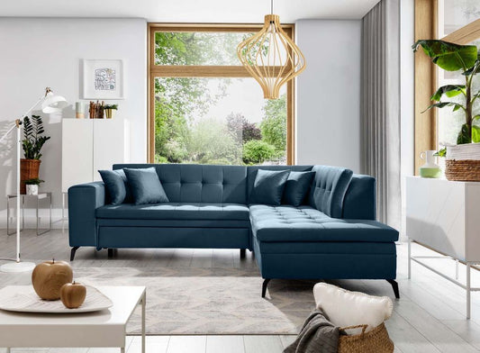 Lanvin Ecksofa 260 x 210 cm Dunkelblau (Kunstleder - Savoi)