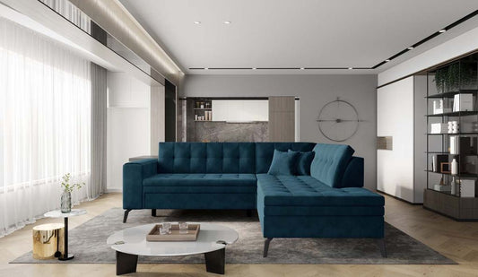 Lanvin Ecksofa 260 x 210 cm Blau (Samt - Matt)