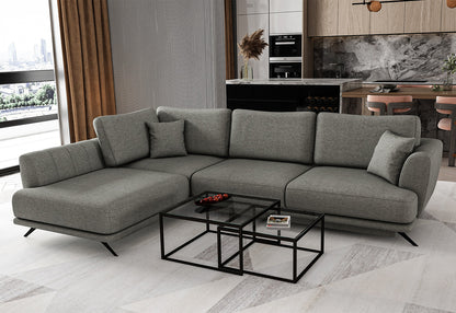 Larde Ecksofa 276 x 191 cm, mit Schlaffunktion & Bettkasten, Webstoff