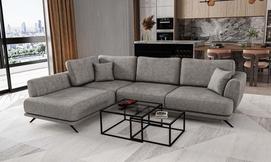 Larde Ecksofa 276 x 191 cm Grau (Kunstleder)