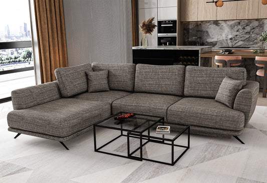 Larde Ecksofa 276 x 191 cm, mit Schlaffunktion & Bettkasten, Webstoff