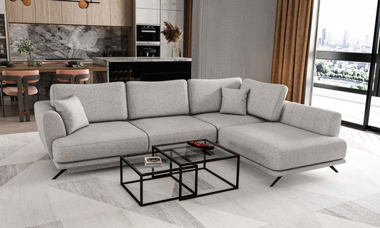 Larde Ecksofa 276 x 191 cm Hellgrau (Webstoff)