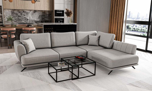 Larde Ecksofa 276 x 191 cm Hellgrau (Webstoff - Sola)