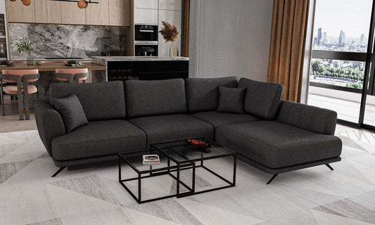 Larde Ecksofa 276 x 191 cm Dunkelgrau (Webstoff)