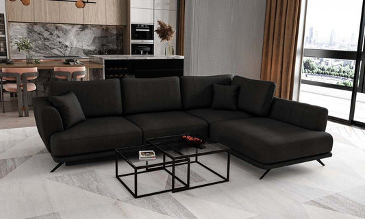 Larde Ecksofa 276 x 191 cm Schwarz (Samt - Matt)