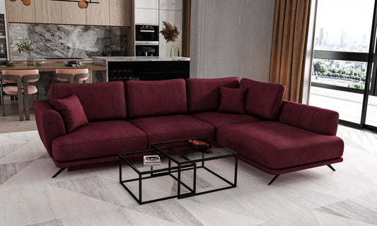 Larde Ecksofa 276 x 191 cm Burgund (Samt - Matt)