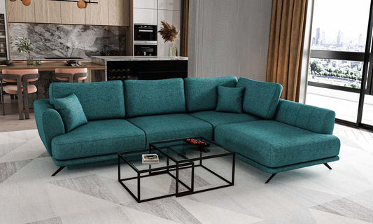 Larde Ecksofa 276 x 191 cm Türkis (Webstoff)