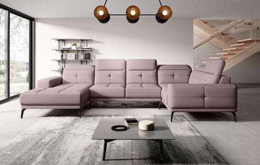 Neviro Wohnlandschaft 350 x 201 cm Rosa (Velour - Gojo)