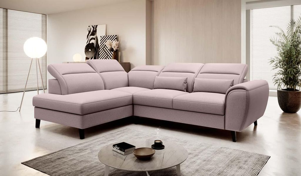 Noble Ecksofa 255 x 201 cm, Farbe wählbar, Velour