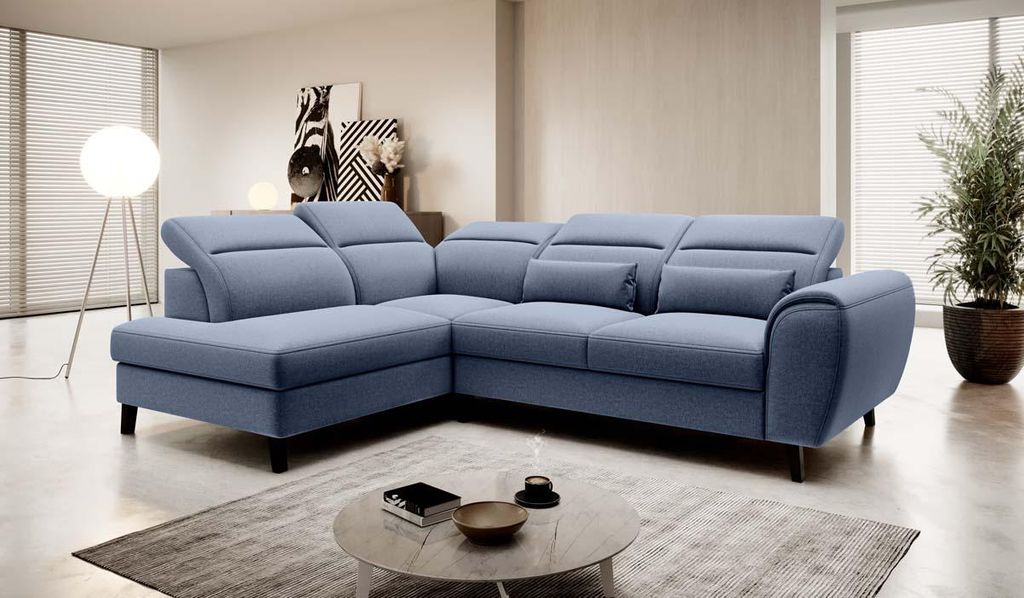 Noble Ecksofa 255 x 201 cm, Farbe wählbar, Velour