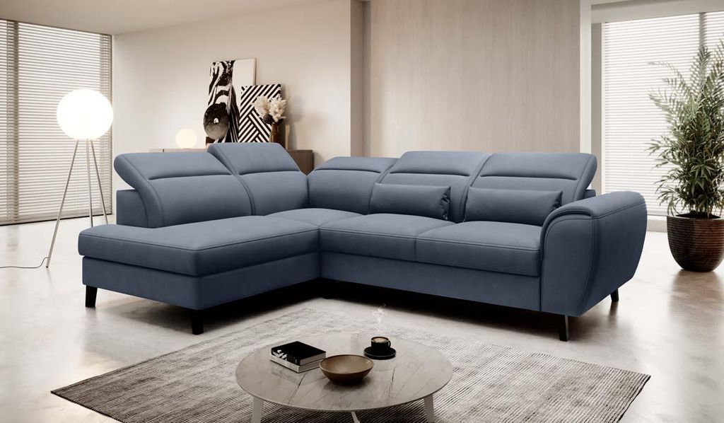 Noble Ecksofa 255 x 201 cm, Farbe wählbar, Velour